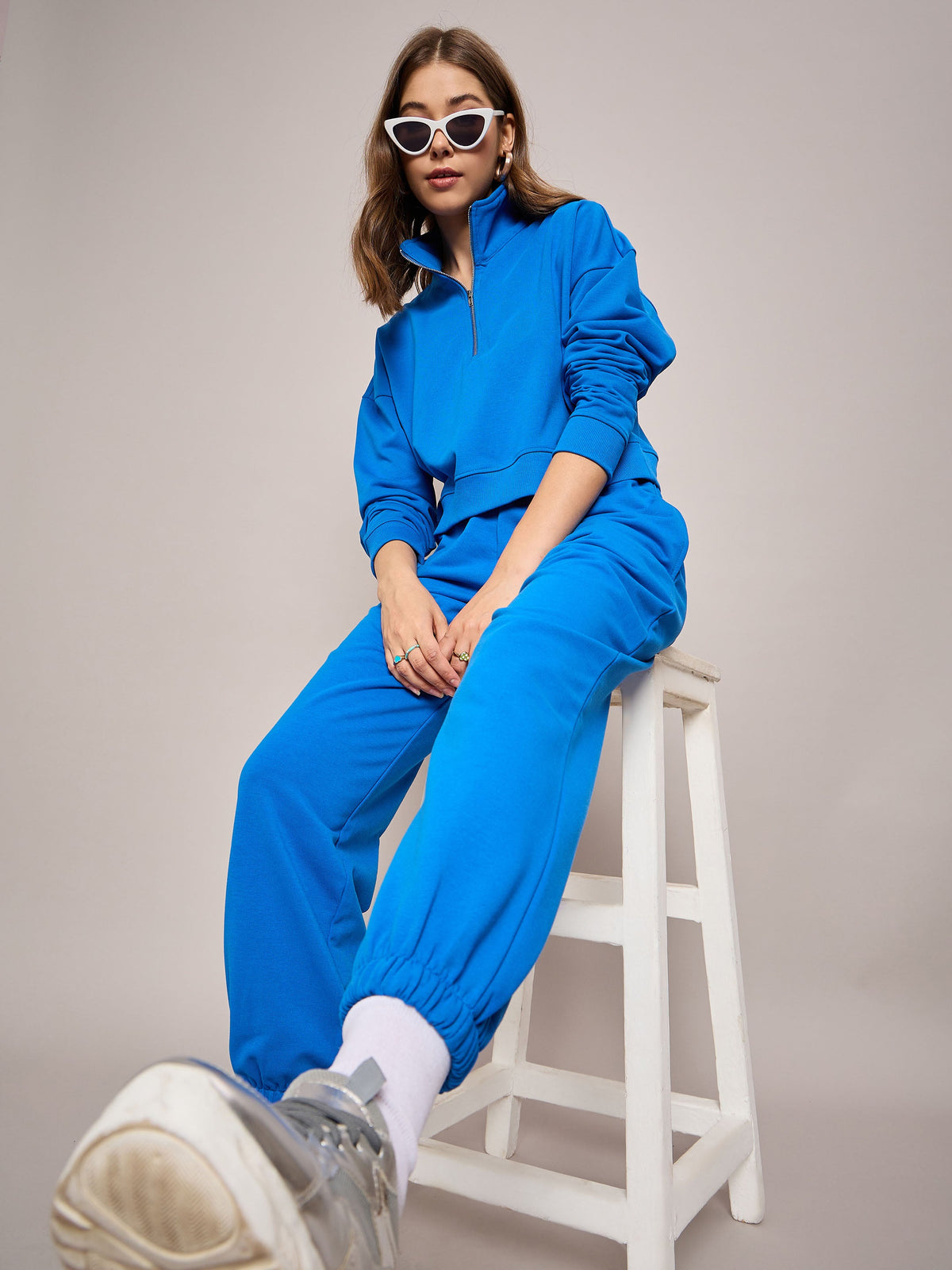 Royal Blue Terry Baggy Joggers-SASSAFRAS BASICS