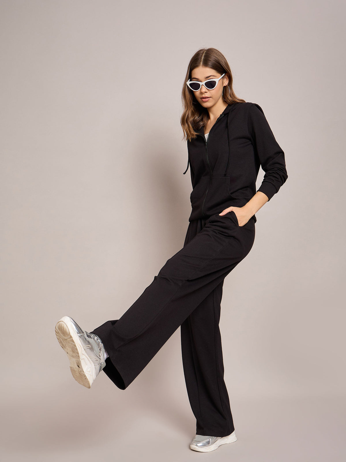 Black Terry Side Pockets Track Pants-SASSAFRAS BASICS