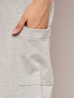 Grey Melange Terry Wide Leg Track Pants-SASSAFRAS BASICS