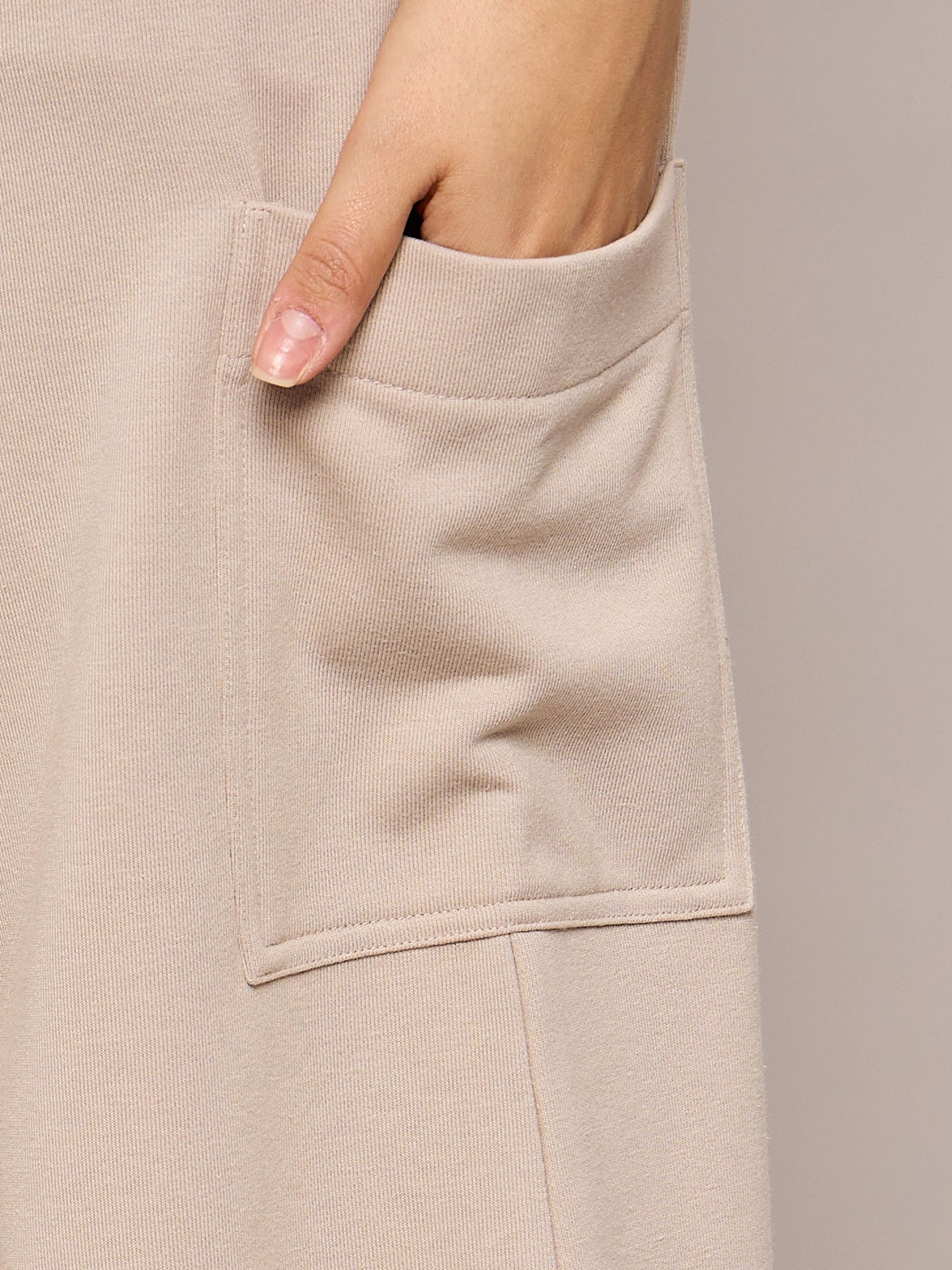 Taupe Terry Wide Leg Track Pants-SASSAFRAS BASICS