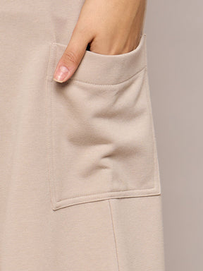 Taupe Terry Wide Leg Track Pants-SASSAFRAS BASICS