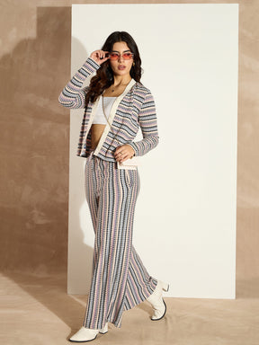 White Chevron Stripe Track Pants-SASSAFRAS