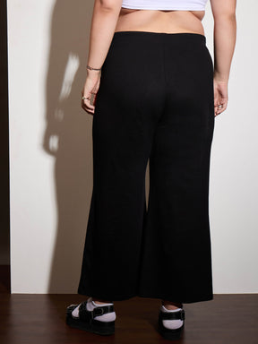 Black Terry Drawstring Track Pants-SASSAFRAS Curve