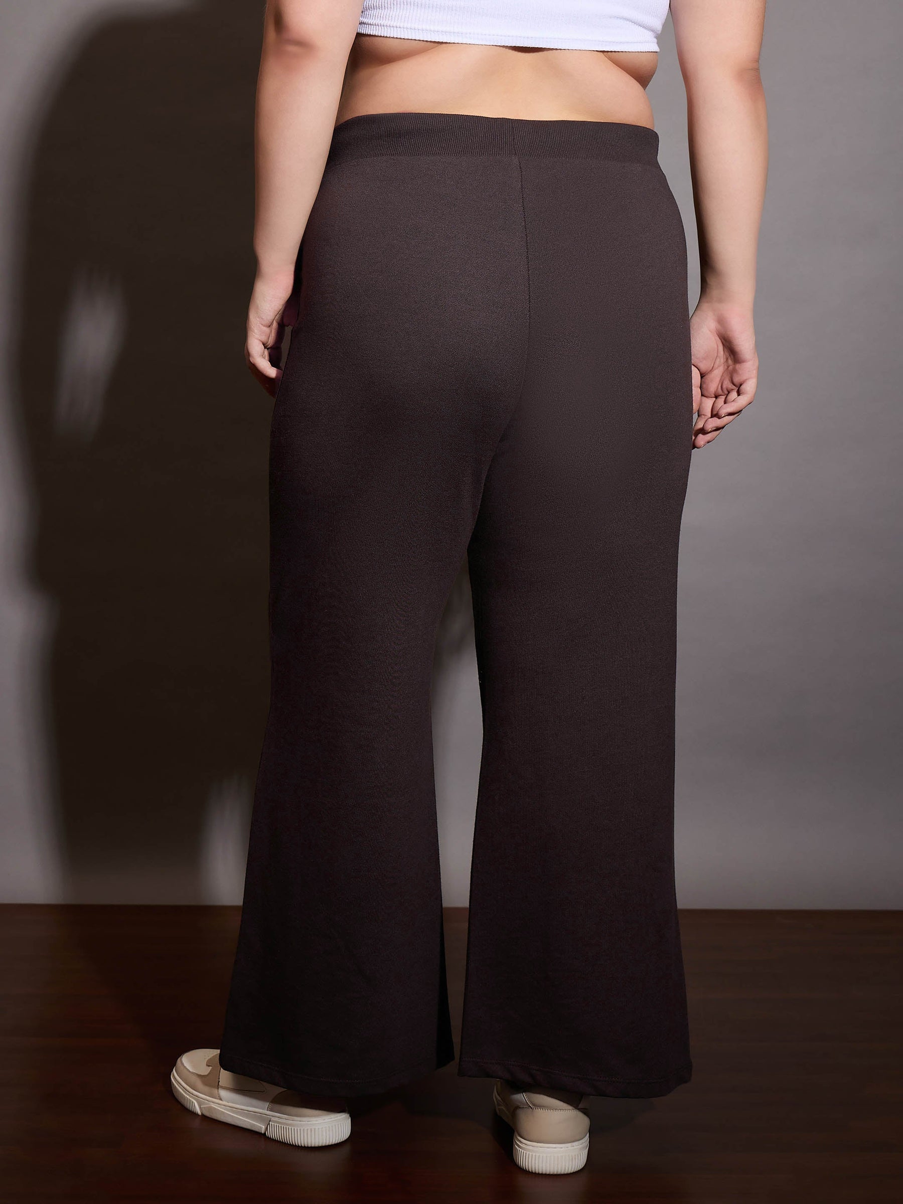 Coffee Brown Terry Drawstring Track Pants-SASSAFRAS Curve