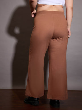 Brown Terry Drawstring Track Pants-SASSAFRAS Curve