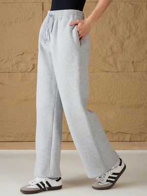 Grey Melange Fleece Sweatpants-SASSAFRAS