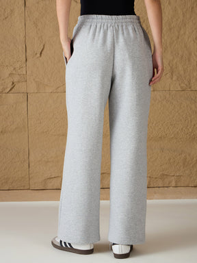 Grey Melange Fleece Sweatpants-SASSAFRAS