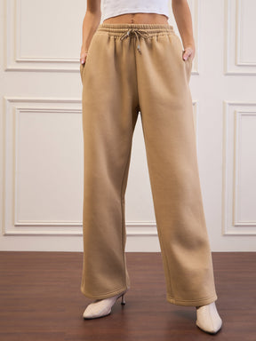 Beige Fleece Sweatpants-SASSAFRAS