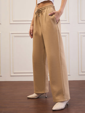 Beige Fleece Sweatpants-SASSAFRAS