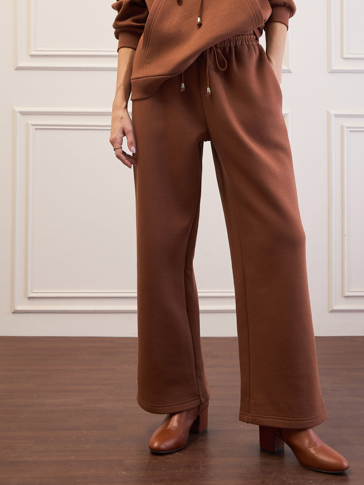 Brown Fleece Sweatpants-SASSAFRAS