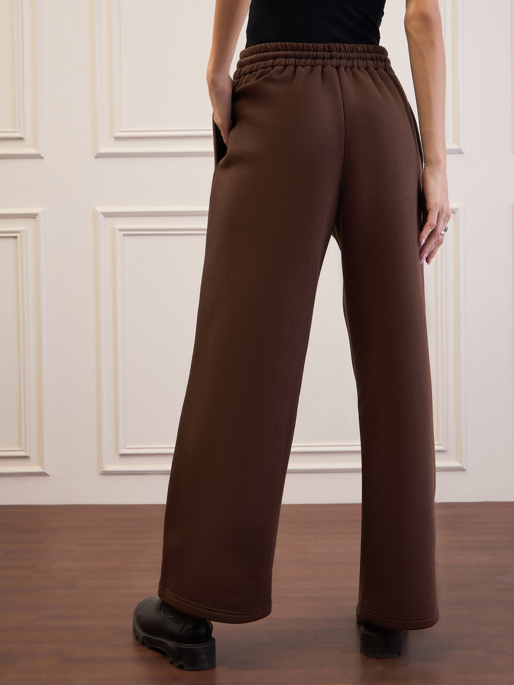 Dark Brown Fleece Sweatpants-SASSAFRAS