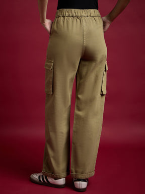 Brown Box Pockets Straight Cargo Pants-SASSAFRAS
