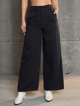 Charcoal Denim Flared Pants-SASSAFRAS