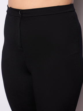 Black Roma Front Zipper Mom Fit Pants-SASSAFRAS Curve