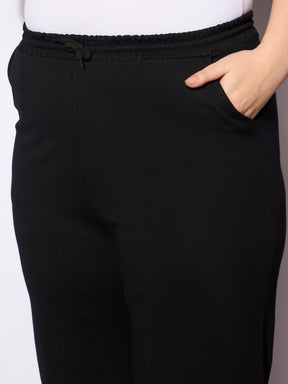 Black Roma Elasticated Straight Pants -SASSAFRAS Curve