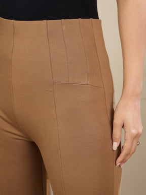 Beige High Waist Slim Fit Pants-SASSAFRAS BASICS