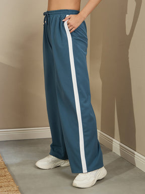 Airforce Blue Side Tape Drawstring Joggers-SASSAFRAS BASICS