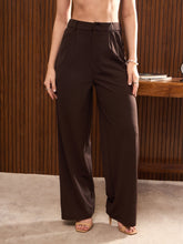 Brown Pleated Flared Pants-SASSAFRAS worklyf