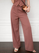 Rust Pleated Straight Fit Belted Pants-SASSAFRAS worklyf