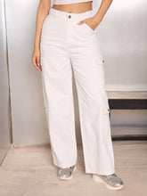 White Twill Cargo Pocket Pants-SASSAFRAS
