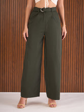 Olive Front Pleated Straight Fit Pants-SASSAFRAS