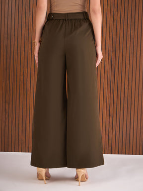 Dark Brown High Rise Flared Pants-SASSAFRAS