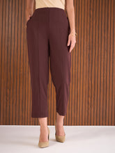 Burgundy Front Darted High Waisted Pants-SASSAFRAS