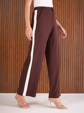 Burgundy Side Tape Pants-SASSAFRAS