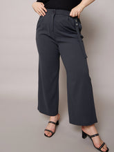 Grey Front Pleat Straight Pants-SASSAFRAS Curve