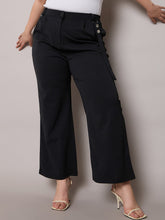 Black Front Pleat Straight Pants-SASSAFRAS Curve