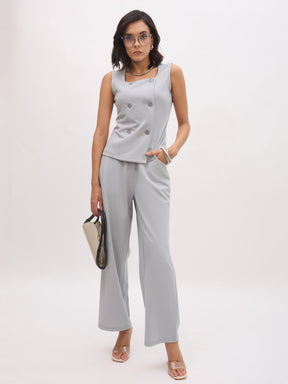 Grey Cross Pocket Straight Pants-SASSAFRAS worklyf