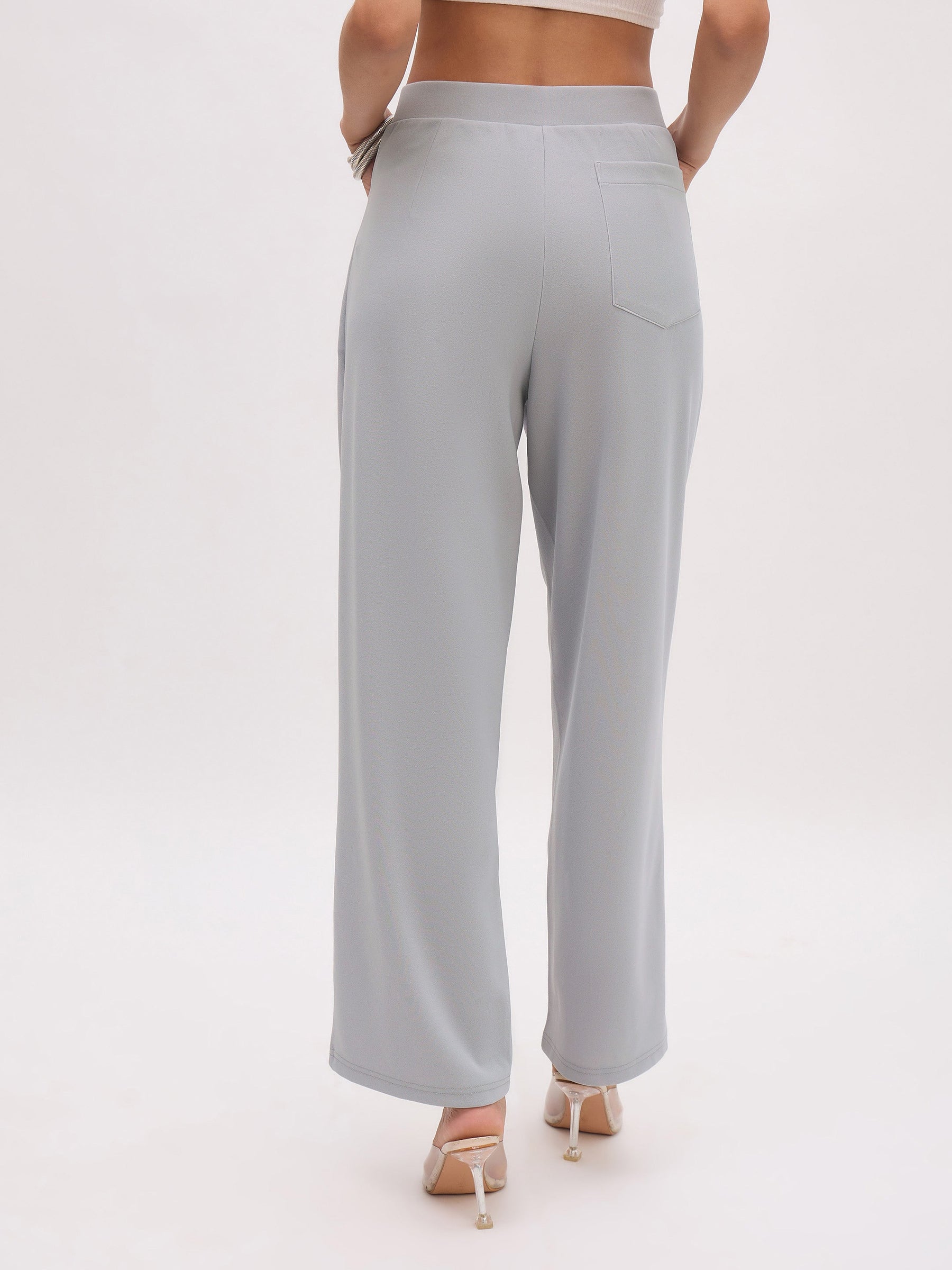 Grey Cross Pocket Straight Pants-SASSAFRAS worklyf