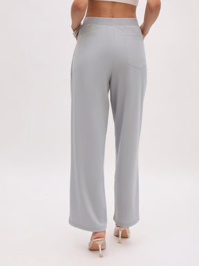 Grey Cross Pocket Straight Pants-SASSAFRAS worklyf