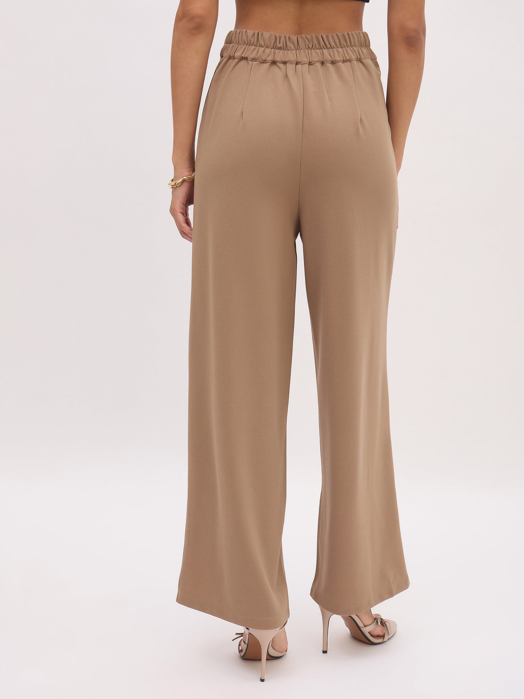 Beige Cross Pocket Front Dart Straight Pants-SASSAFRAS worklyf