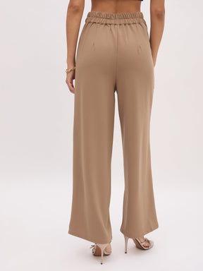 Beige Cross Pocket Front Dart Straight Pants-SASSAFRAS worklyf