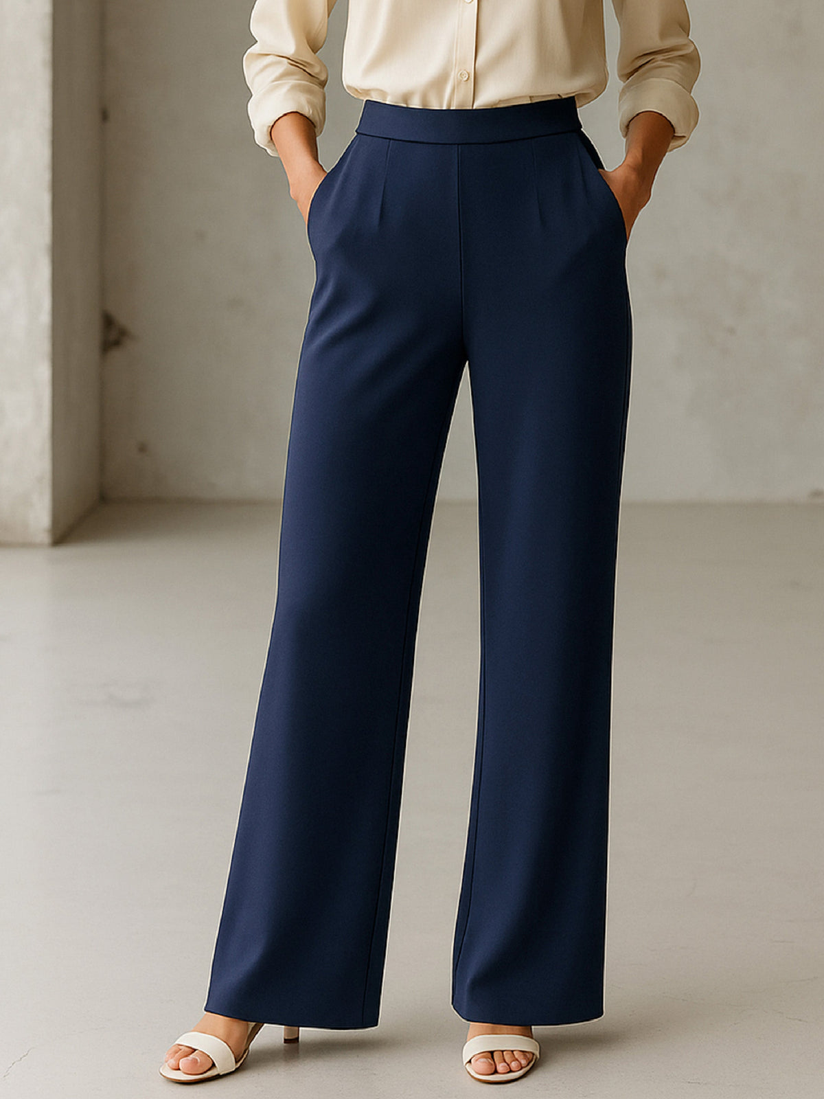 Blue Cross Pocket Front Dart Straight Pants-SASSAFRAS worklyf