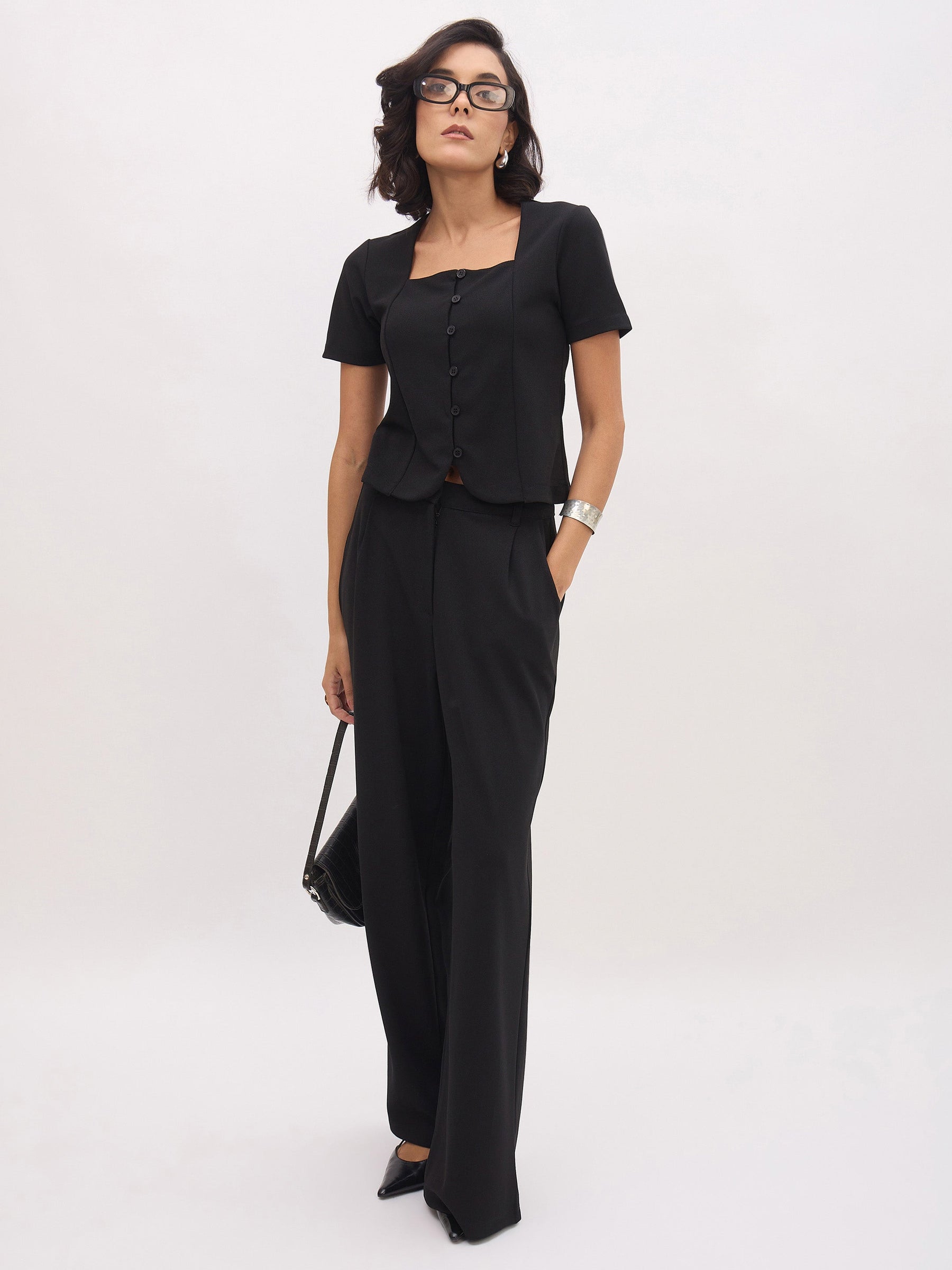 Black Cross Pocket Pants-SASSAFRAS worklyf