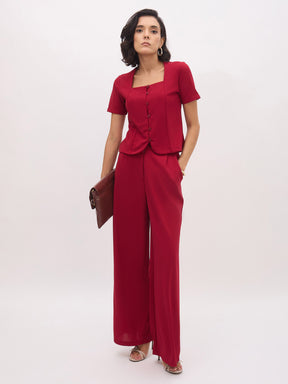 Maroon Cross Pocket Pants-SASSAFRAS worklyf