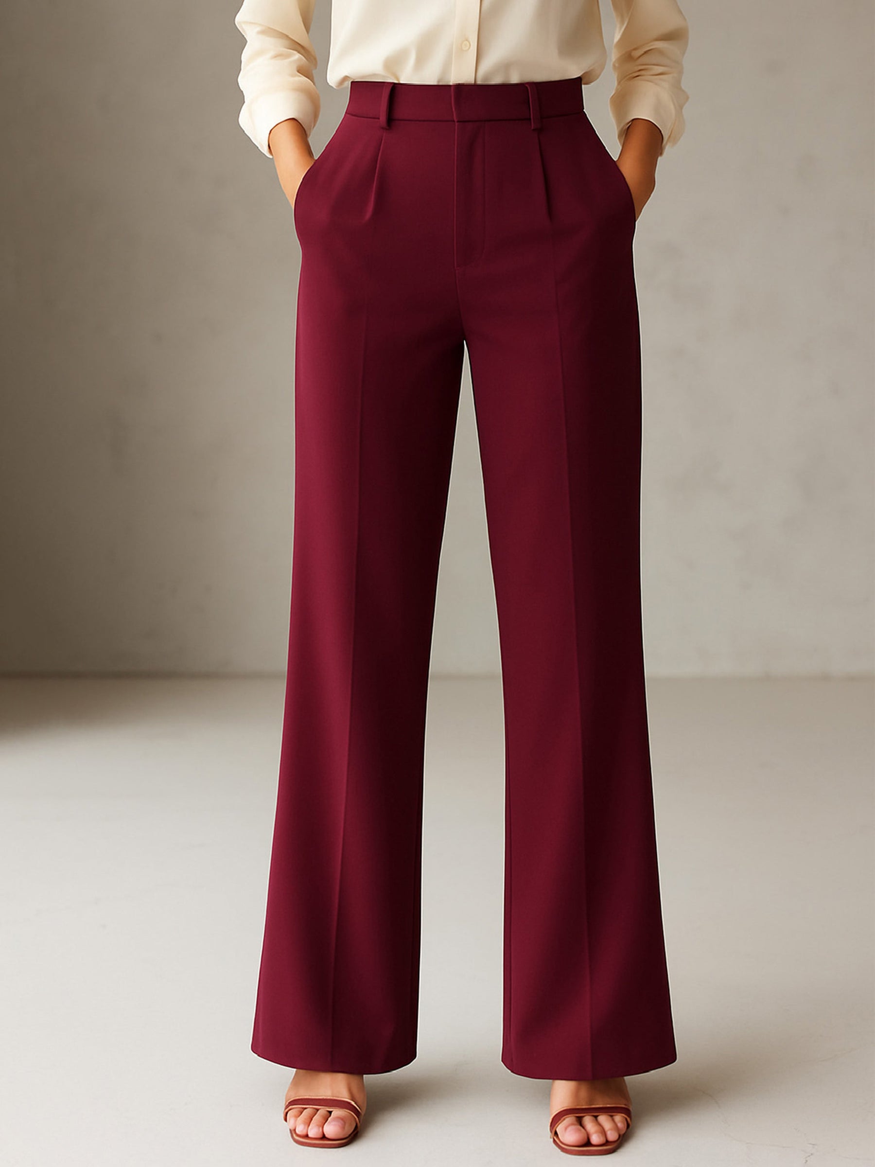 Burgundy Cross Pocket Pants-SASSAFRAS worklyf