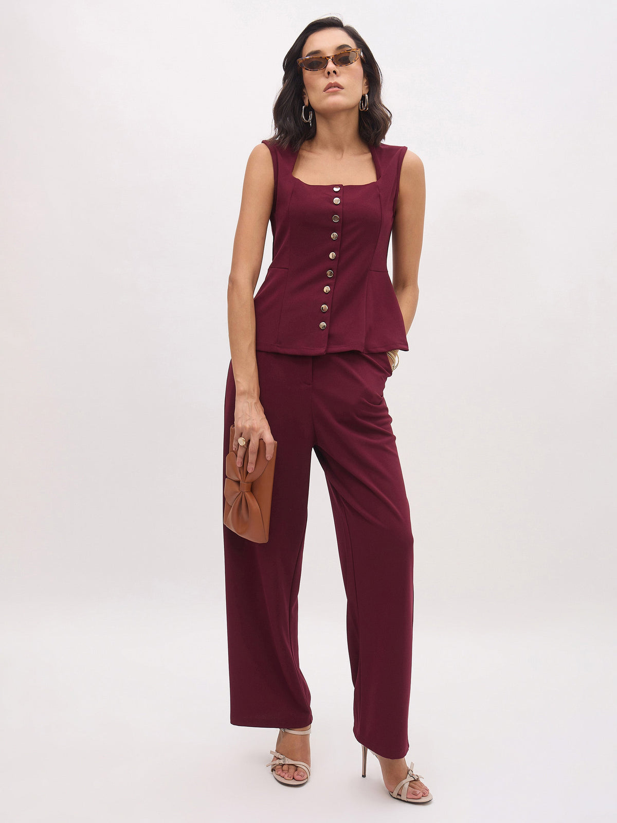 Burgundy Cross Pocket Pants-SASSAFRAS worklyf