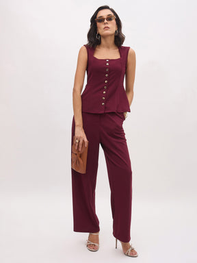Burgundy Cross Pocket Pants-SASSAFRAS worklyf