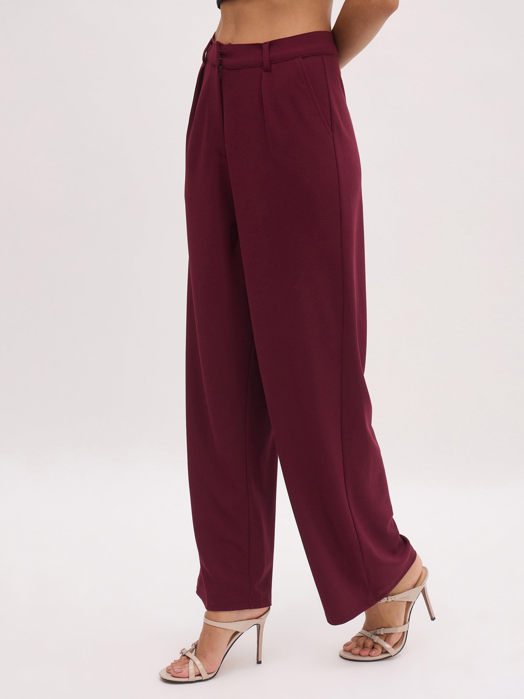 Burgundy Cross Pocket Pants-SASSAFRAS worklyf