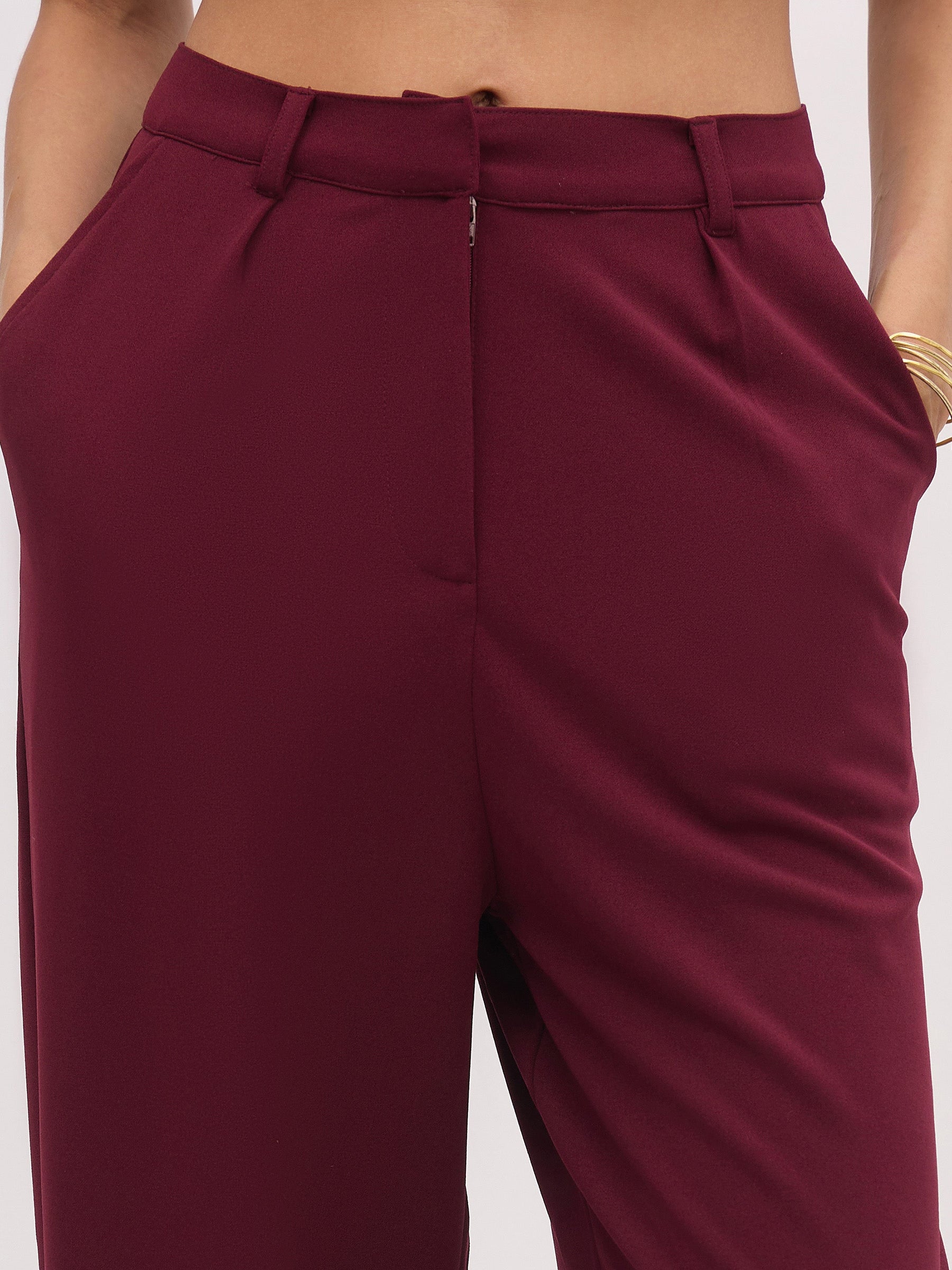 Burgundy Cross Pocket Pants-SASSAFRAS worklyf
