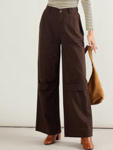 Brown Twill Knee Pleated Wide Leg Pants-SASSAFRAS BASICS
