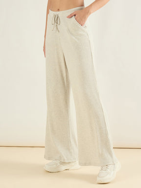 Light Grey Melange Rib Drawstring Pants-SASSAFRAS BASICS
