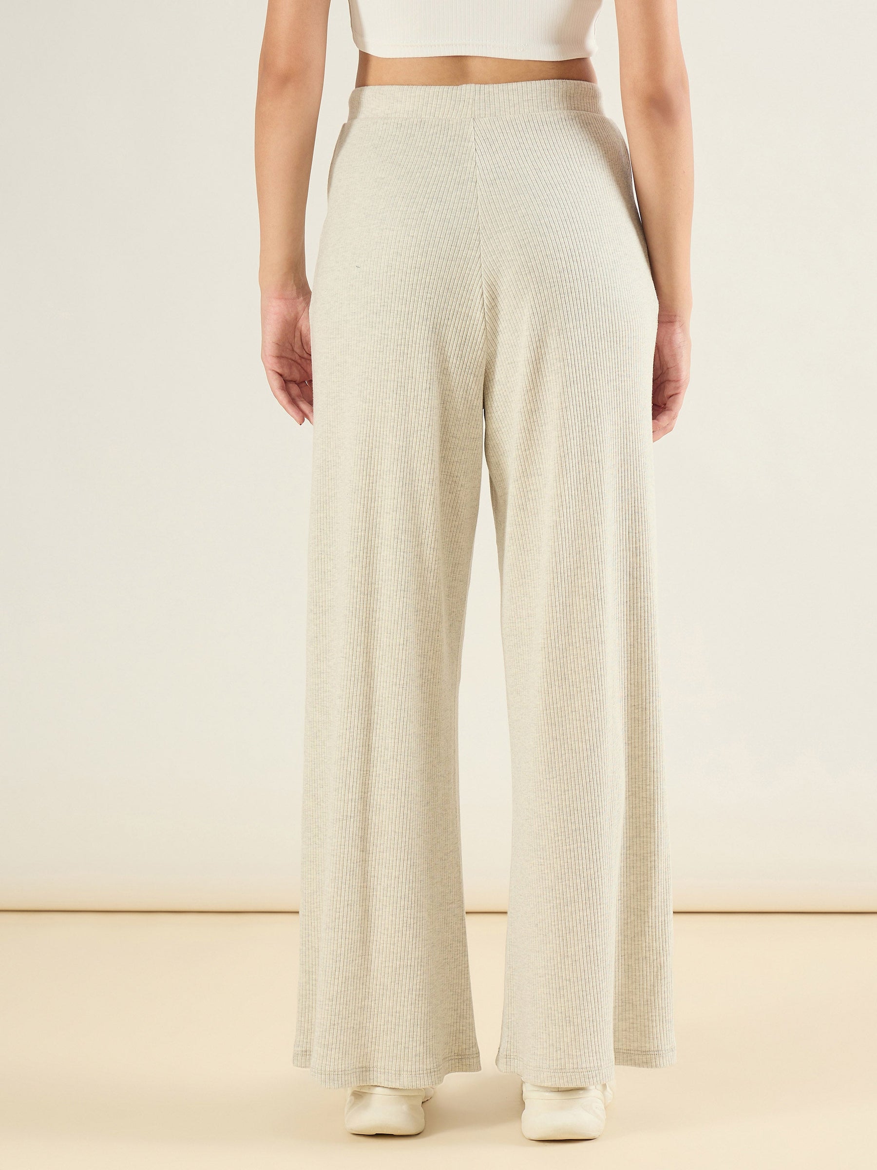 Light Grey Melange Rib Drawstring Pants-SASSAFRAS BASICS