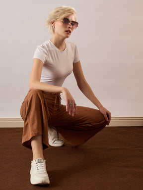 Tan Terry Wide Leg Drawstring Pants-SASSAFRAS