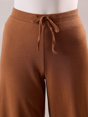 Tan Terry Wide Leg Drawstring Pants-SASSAFRAS