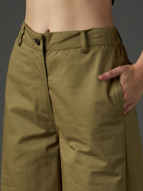 Olive Twill Flared Pants-SASSAFRAS