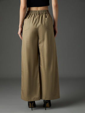 Pastel Olive Twill Flared Pants-SASSAFRAS